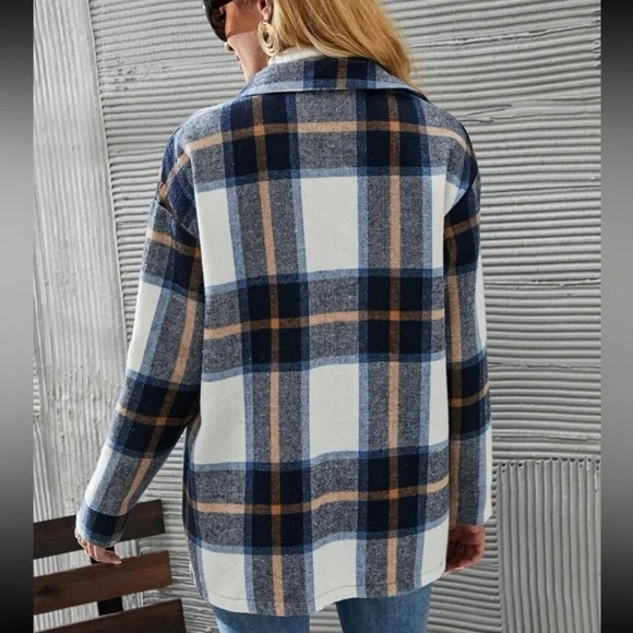 Comfy Oversized Plaid Button Down Jacket - Picture 2 of 13